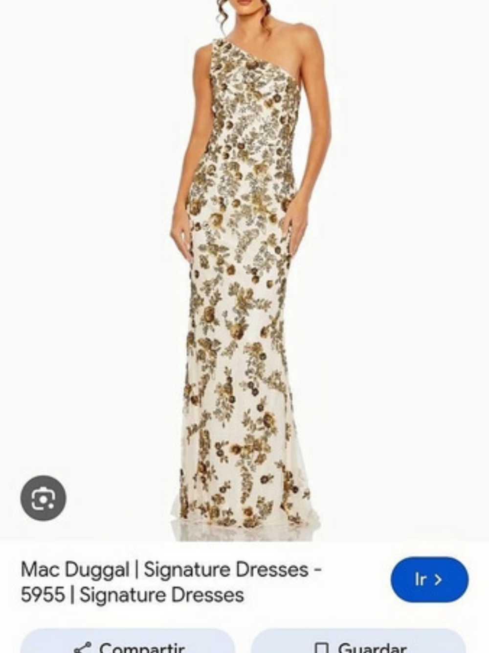 Mac Duggal 5955 One-Shoulder Floral Evening Gown White & Brown